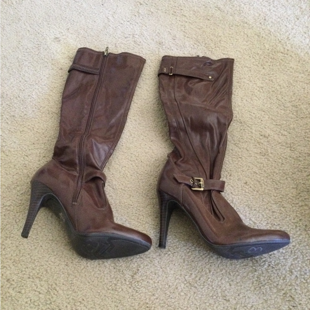 Brown Leather Knee-High Boots